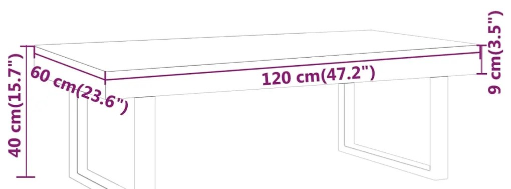 vidaXL Τραπεζάκι Σαλονιού Γκρι/Μαύρο 120x60x40 εκ. από MDF/Σίδερο