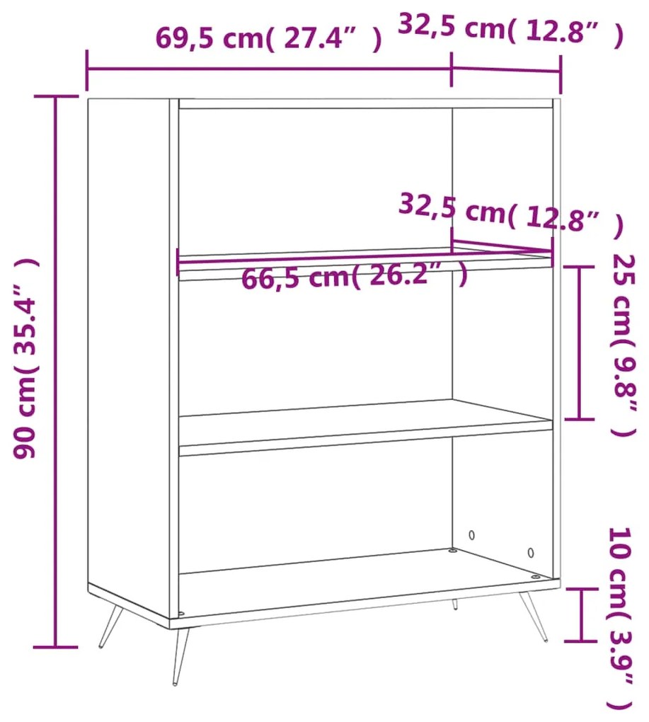 Βιβλιοθήκη Sonoma Δρυς 69,5 x 32,5 x 90 εκ. Επεξεργασμένο Ξύλο - Καφέ