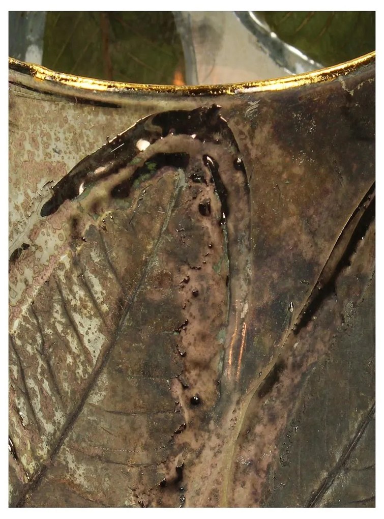 Κηροπήγιο Φύλλα Χρυσό Γυαλί 12x12x15cm - Γυαλί - 05152539