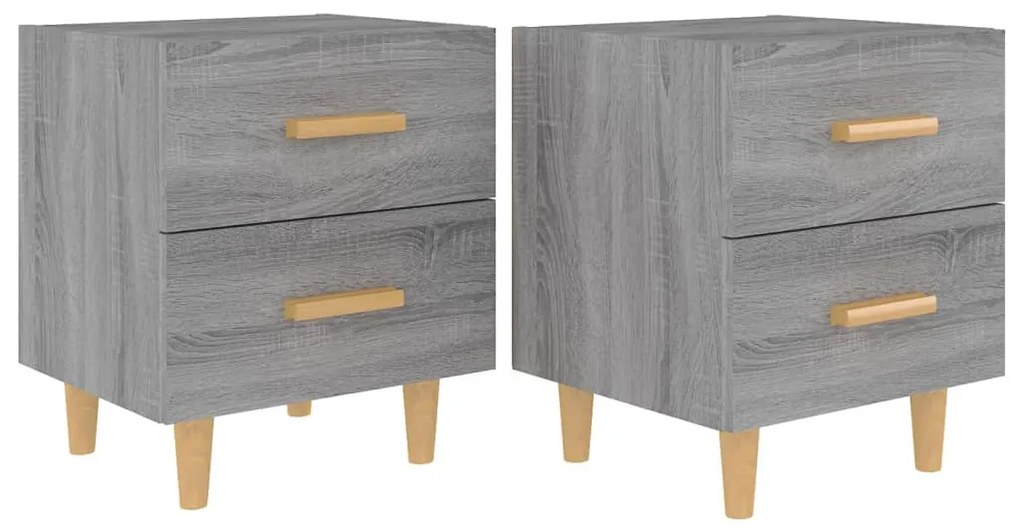 vidaXL Κομοδίνα 2 τεμ. Γκρι Sonoma 40 x 35 x 47,5 εκ.