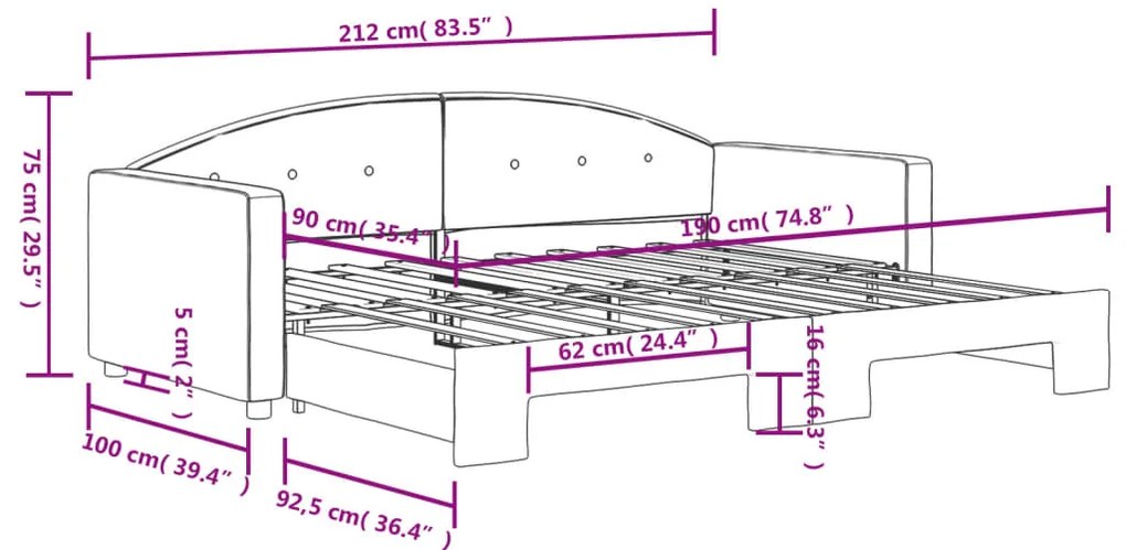 Καναπές Κρεβάτι Συρόμενος Ανοιχτό Γκρι 90x190 εκ. Βελούδινος - Γκρι