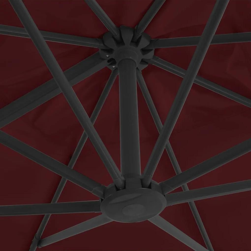 Ομπρέλα Κρεμαστή Μπορντό 400 x 300 εκ. με Ιστό Αλουμινίου - Κόκκινο