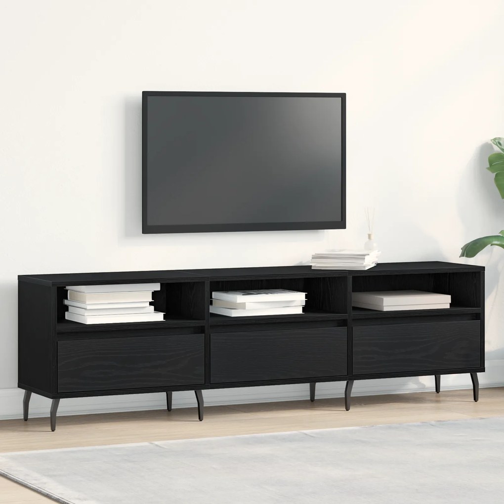vidaXL Ντουλάπα τηλεόρασης Μαύρο Δρυς 150x30x44,5 εκ. Επεξεργασμένο ξύλο