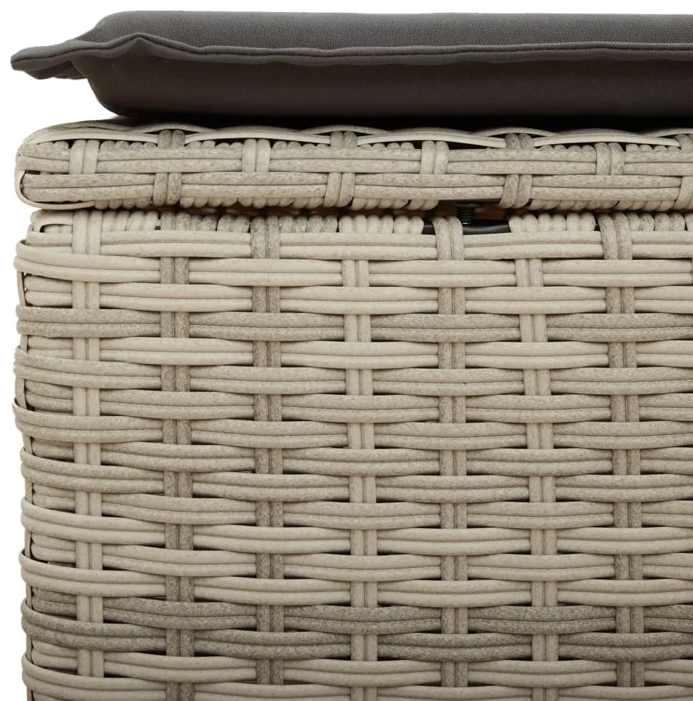 vidaXL Υποπόδιο Κήπου Αν.Γκρι 55x55x37 εκ. Συνθετικό Ρατάν με Μαξιλάρι