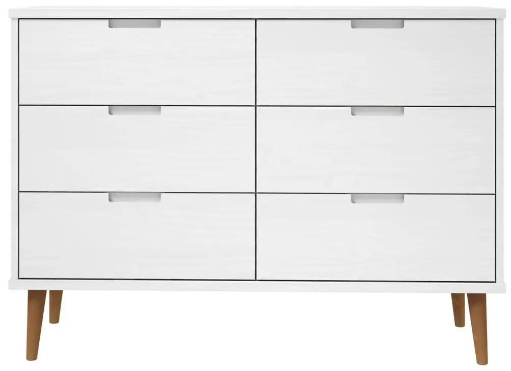 Συρταριέρα MOLDE Λευκή 113x40x80 εκ. από Μασίφ Ξύλο Πεύκου - Λευκό