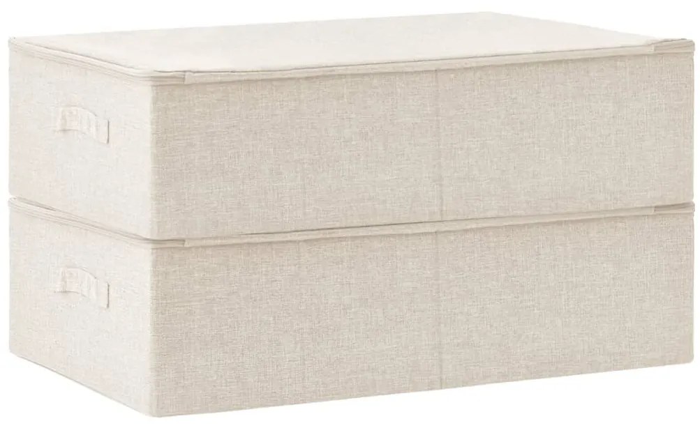 vidaXL Κουτιά Αποθήκευσης 2 τεμ. Κρεμ 70 x 40 x 18 εκ. Υφασμάτινα