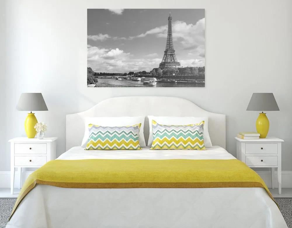 Εικόνα όμορφο πανόραμα του Παρισιού σε ασπρόμαυρο - 60x40