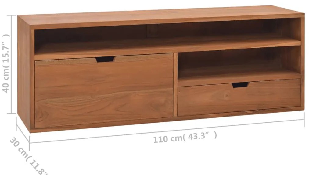 vidaXL Έπιπλο Τηλεόρασης 110 x 30 x 40 εκ. από Μασίφ Ξύλο Teak