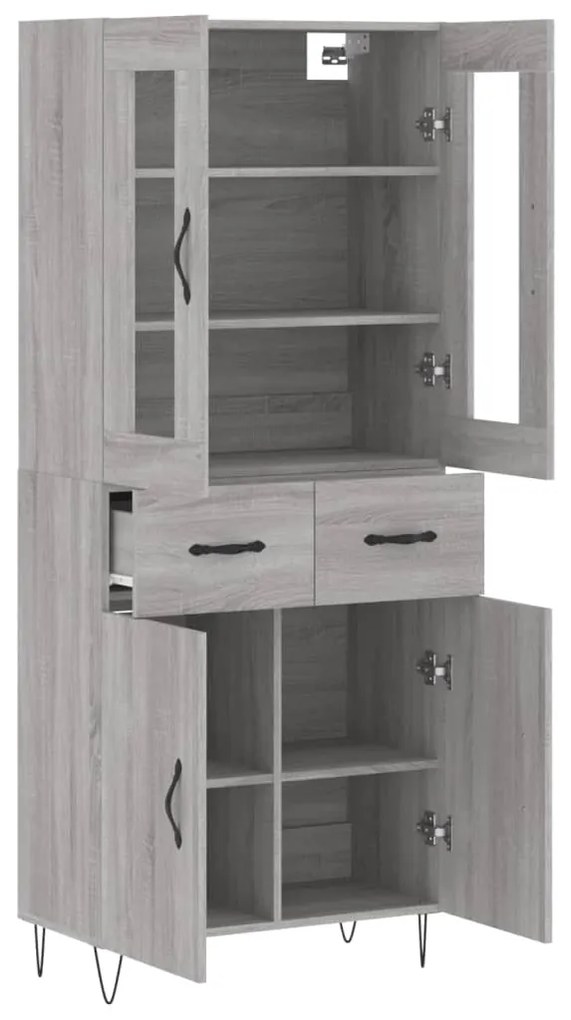 vidaXL Ντουλάπι Γκρι Sonoma 69,5 x 34 x 180 εκ. Επεξεργασμένο Ξύλο