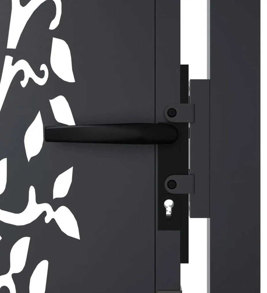 vidaXL Πόρτα Κήπου Ανθρακί 100x125 εκ. Σχέδιο Δέντρου από Ατσάλι