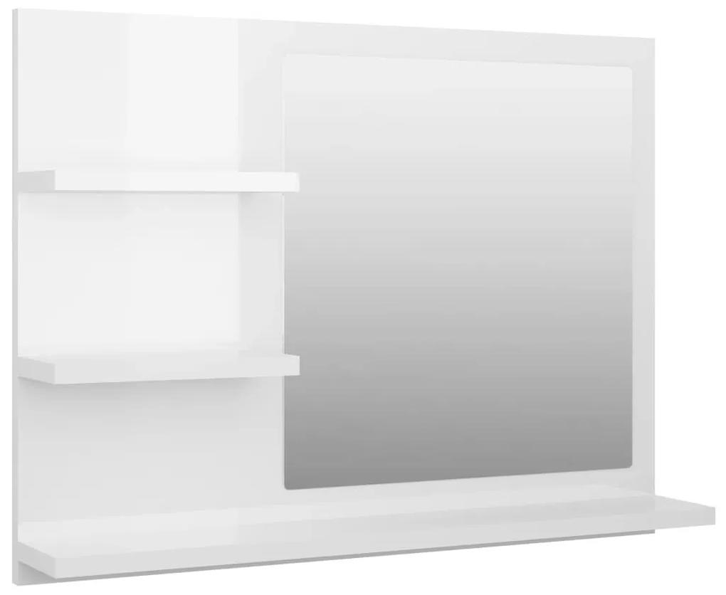 Καθρέφτης Μπάνιου Γυαλιστερό Λευκό 60x10,5x45 εκ. Μοριοσανίδα - Λευκό