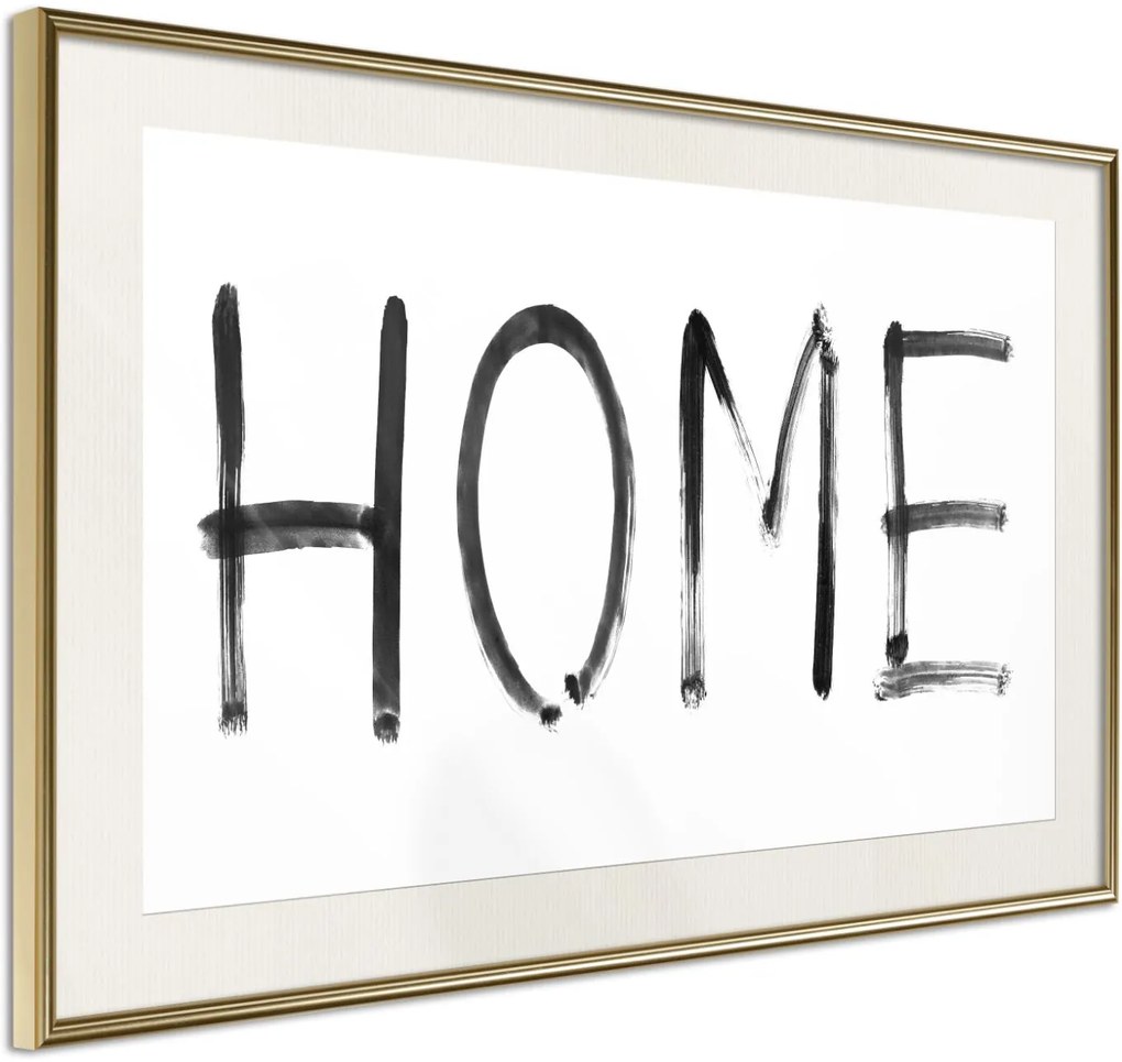 Αφίσα - Simply Home (Horizontal) - 30x20 - Χρυσό - Με πασπαρτού