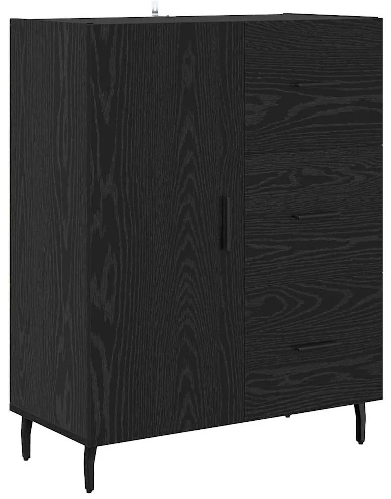 vidaXL Highboard με συρτάρι 2 pcs Μαύρη Οξυά Σύνθετο Ξύλο και Γυαλί