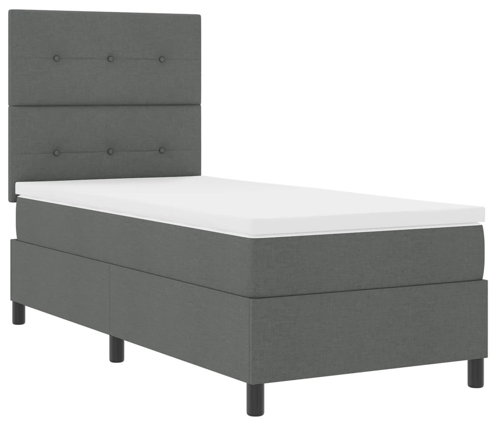 vidaXL Κρεβάτι Box Spring με Στρώμα Σκοτεινό Γκρι 80x200 cm Ύφασμα