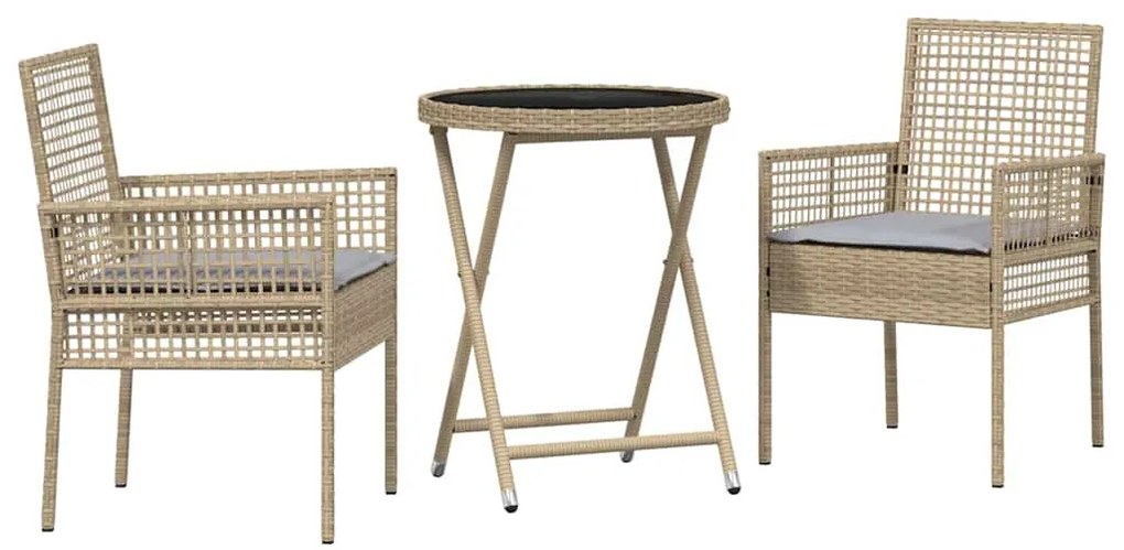 vidaXL Σετ Μπιστρό Κήπου 3 pcs Μπεζ συνθετικό ρατάν