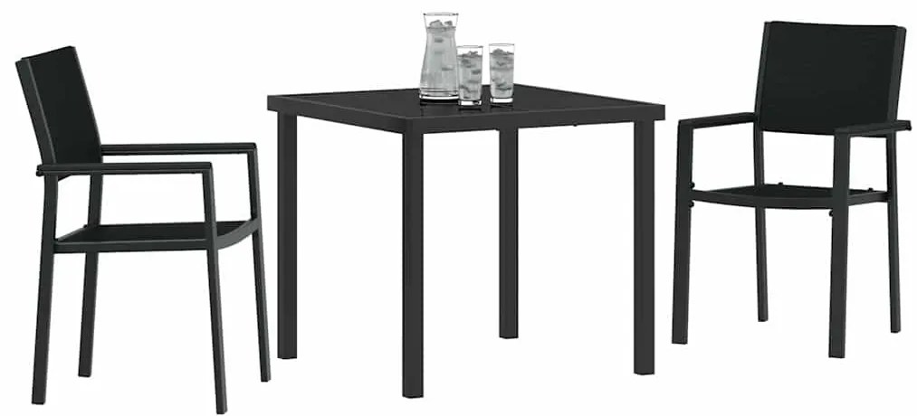 vidaXL Σέτ φαγητού για κήπο 3 pcs Μαύρο Χάλυβας με επίστρωση πούδρας