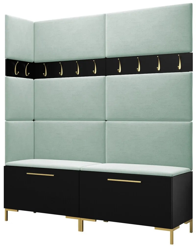 Σετ διαδρόμου Hartford F104, 196x168x46cm, 34 kg, Μαύρο, Ταπισερί, Πλαστικοποιημένη μοριοσανίδα, Εντοιχισμένη, Τοίχου | Epipla1.gr