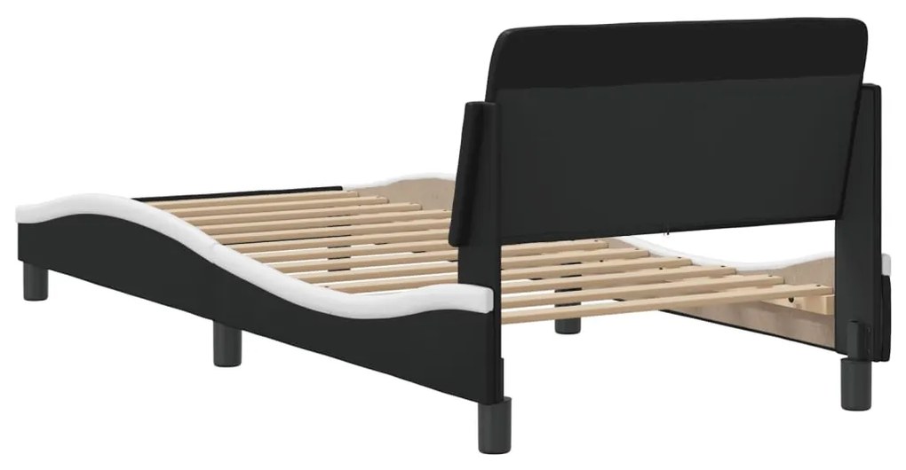 vidaXL Πλαίσιο Κρεβατιού Dover Μαύρο/Λευκό 90x200εκ. Συνθ. Δέρμα