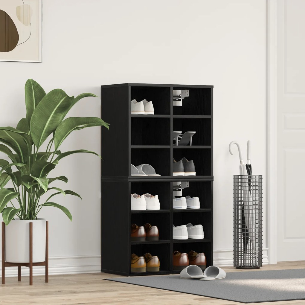 vidaXL Ντουλάπες Παπουτσιών - Σετ 2 σε Μαύρη Δρυ - 52.5 x 30 x 50 εκ.