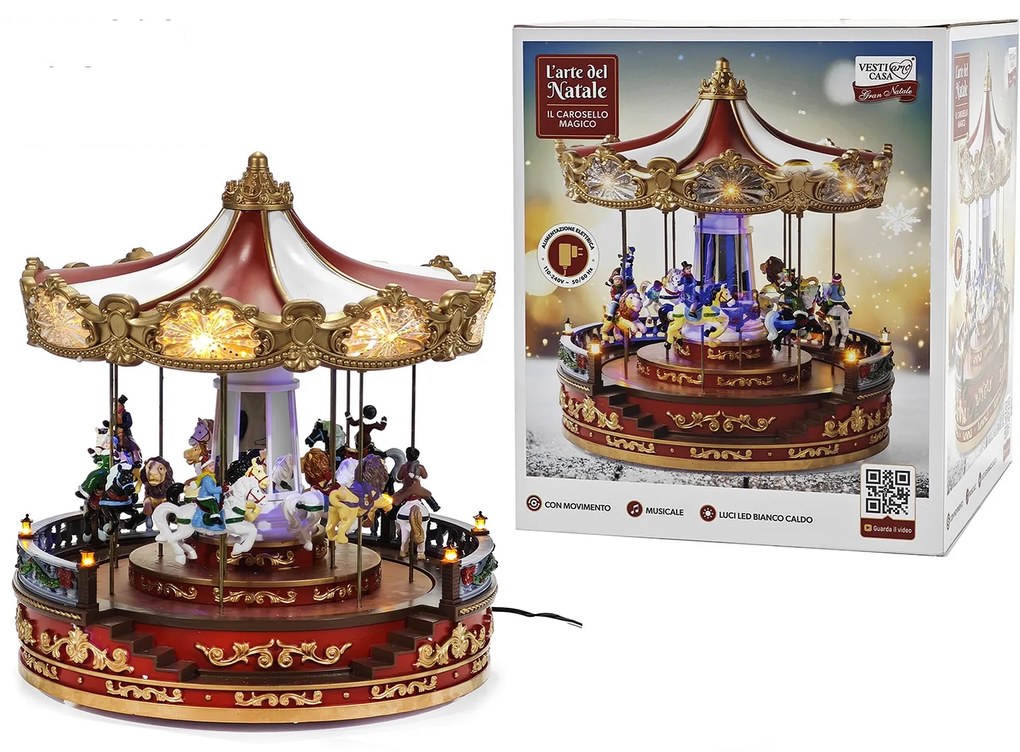 Χριστουγεννιάτικη Καρουζέλ Με Φως, Μουσική Και Κίνηση 34cm