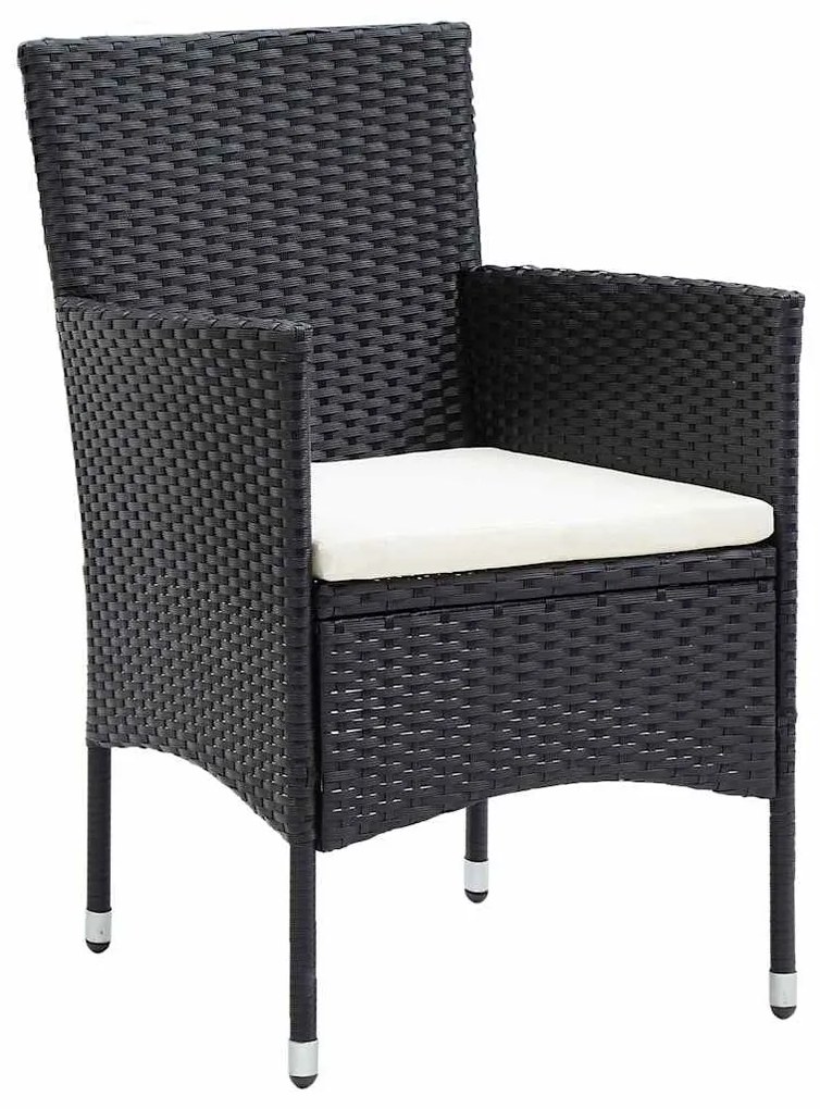 vidaXL Σέτ φαγητού για κήπο με μαξιλάρι 5 pcs Μαύρο Πολυ ράταν