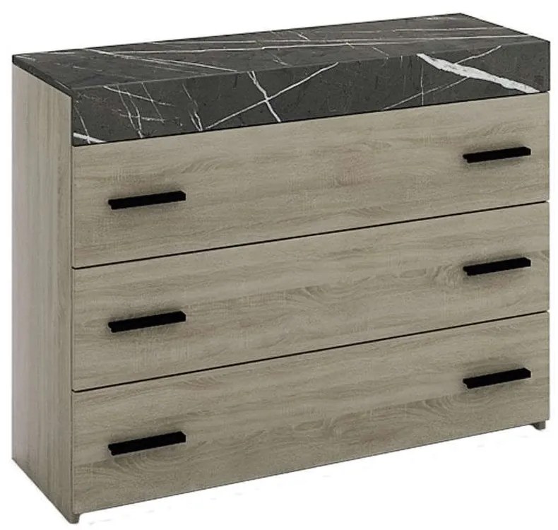 Κομότα Metropolis Με 3 Συρτάρια 09-1195 105x45xH78cm Dark Sonoma