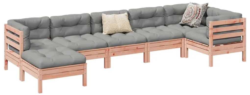 vidaXL Καναπές Κήπου Σετ 7 Τεμ. Μασίφ Ψευδοτσούγκα Ελάτης Μαξιλάρια