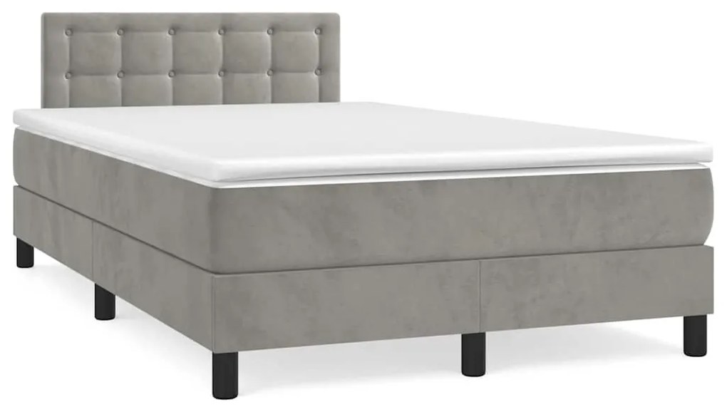 vidaXL Κρεβάτι Boxspring με Στρώμα &amp; LED Αν.Γκρι 120x190εκ. Βελούδινο