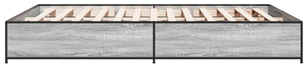 vidaXL Πλαίσιο Κρεβατιού Γκρι Sonoma 135x190 εκ. Επεξ. Ξύλο &amp; Μέταλλο