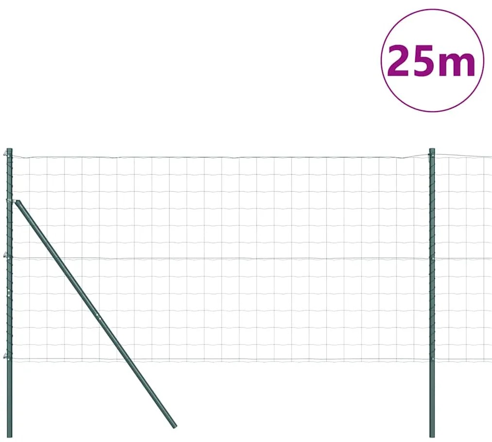 vidaXL Φράχτης με Στήλες. Πράσινο 1.2 x 25 m Ατσάλι