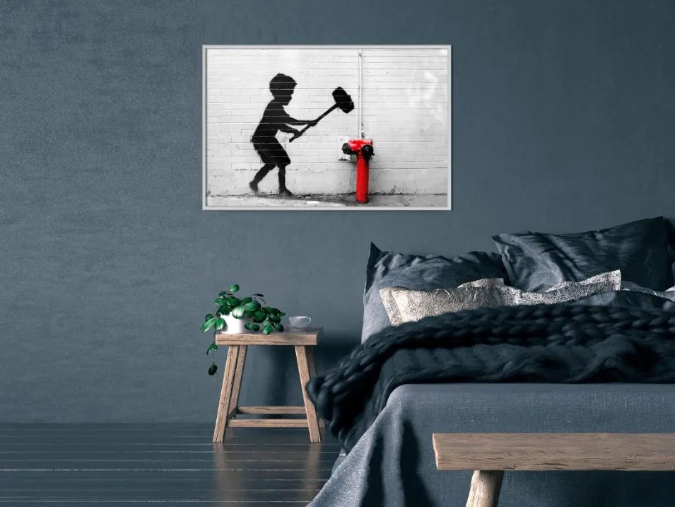 Αφίσα - Banksy: Hammer Boy - 30x20 - Χρυσό - Με πασπαρτού