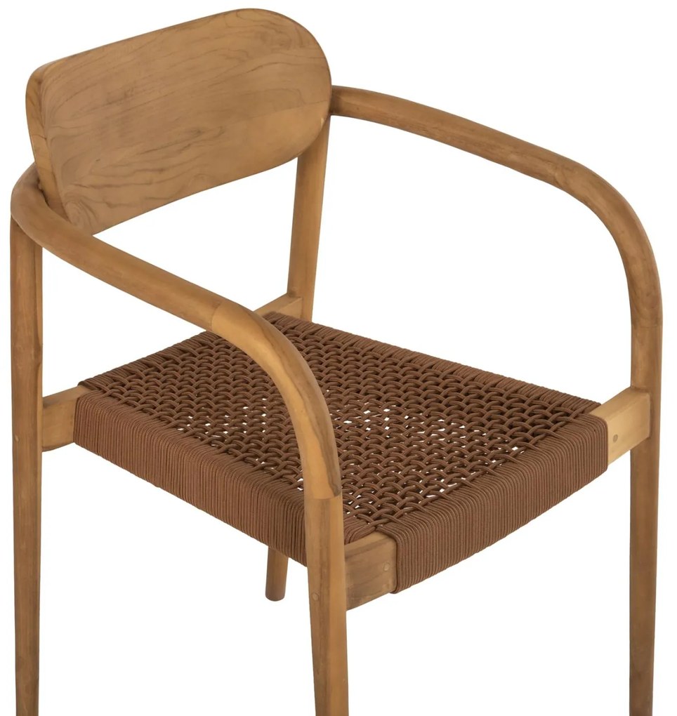 Πολυθρόνα OSLO Ξύλο Teak Φυσικό και Καφέ Σχοινί 55x54x80Yεκ. 55x54x80 εκ.