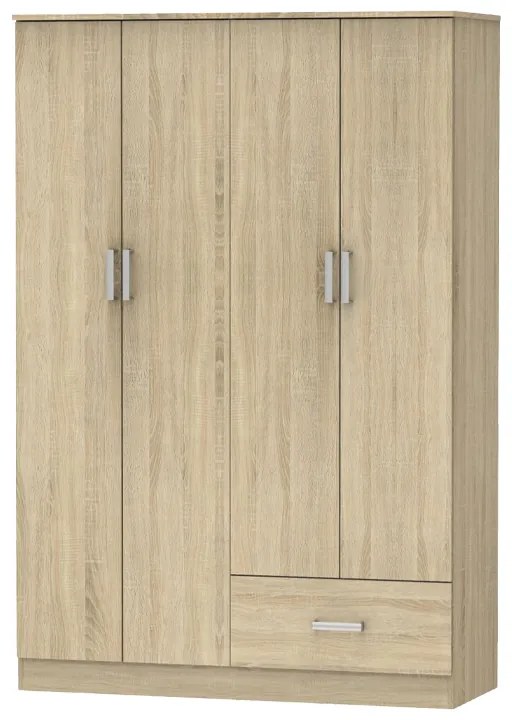 Ντουλάπα ρούχων τετράφυλλη Karter pakoworld sonoma μελαμίνης 121x48x180εκ - 248-000022