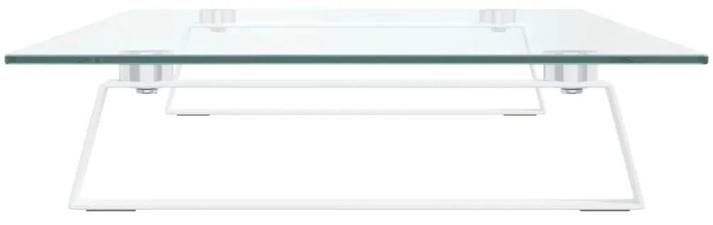Βάση Οθόνης Λευκή 80 x 35 x 8 εκ. από Ψημένο Γυαλί και Μέταλλο - Λευκό