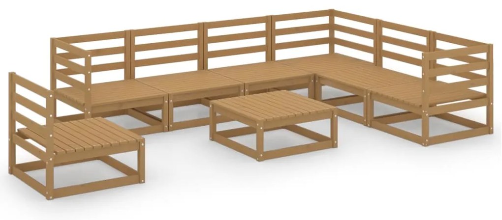 vidaXL Σαλόνι Κήπου Σετ 8 Τεμαχίων Καφέ Μελί από Μασίφ Ξύλο Πεύκου