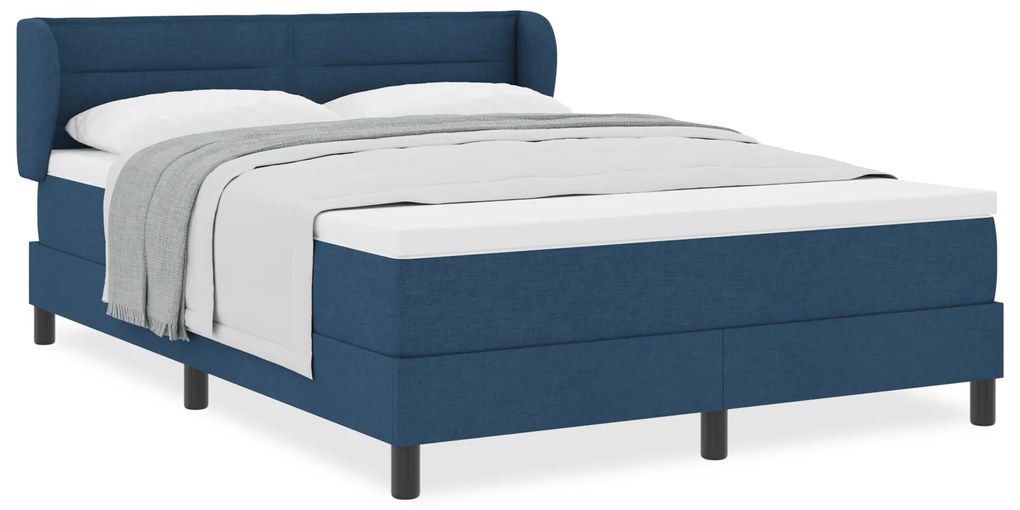 vidaXL Κρεβάτι Box Spring με Στρώμα Μπλε 140x200 εκ. Υφάσμα
