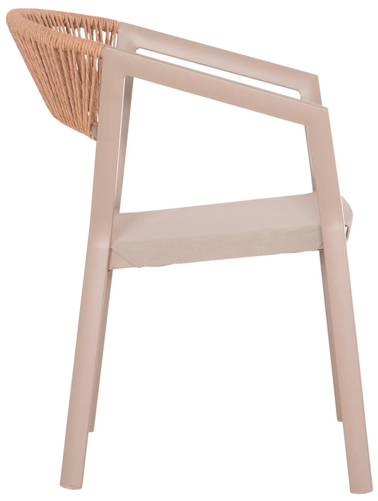 Καρέκλα - Πολυθρόνα MIRI C5891.03 Αλουμινίου Σκελετός - Textline Σαμπανιζέ και Rattan Μπέζ 56x60x81,5Υ εκ. 56x58x80.5 εκ.