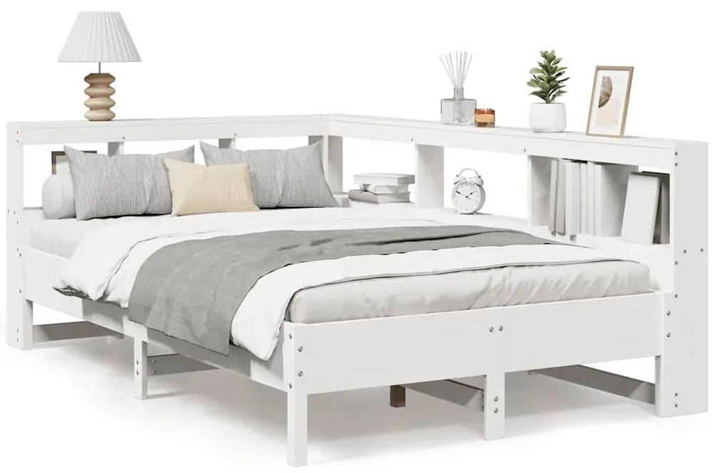 vidaXL Κρεβάτι Βιβλιοθήκη Χωρίς Στρώμα 120x190 εκ Μασίφ Ξύλο Πεύκου