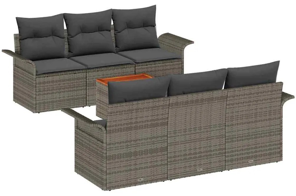 vidaXL Σετ Καναπέ Κήπου 7 pcs Γκρι Πολυ ράταν