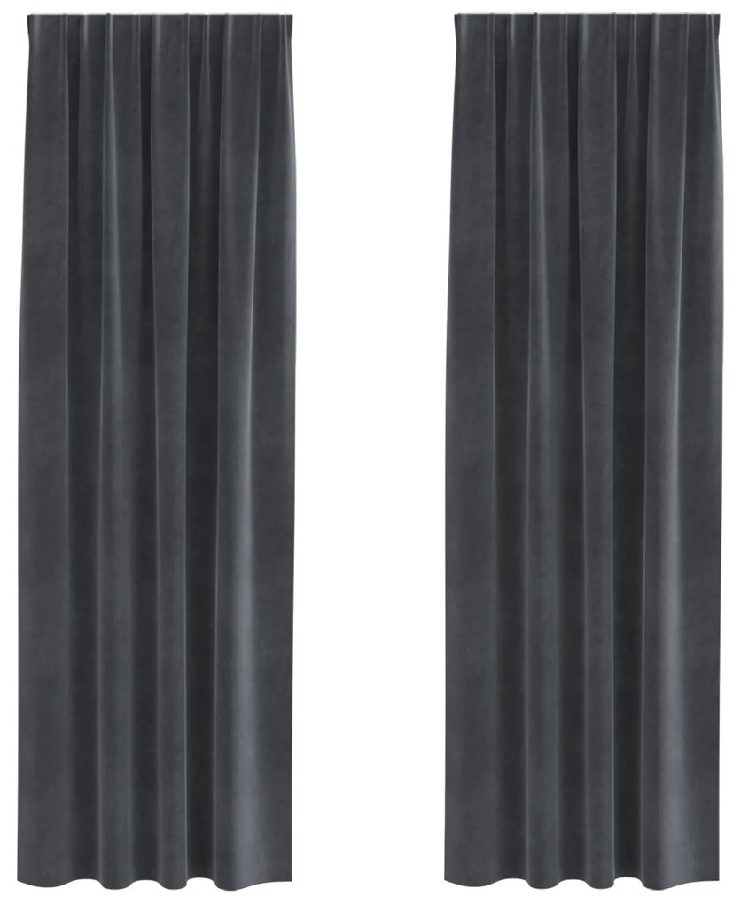 vidaXL Curtains Blackout  με ταινία 2 τεμάχια Ανοιχτό Γκρι Βελούδο