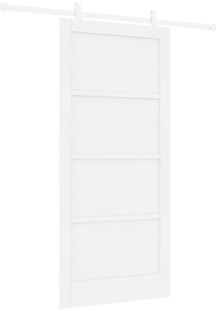 vidaXL Συρόμενη Πόρτα με Σετ Λαβών Λευκή 93x202 εκ. Από Συμπαγές Ξύλο Πεύκου