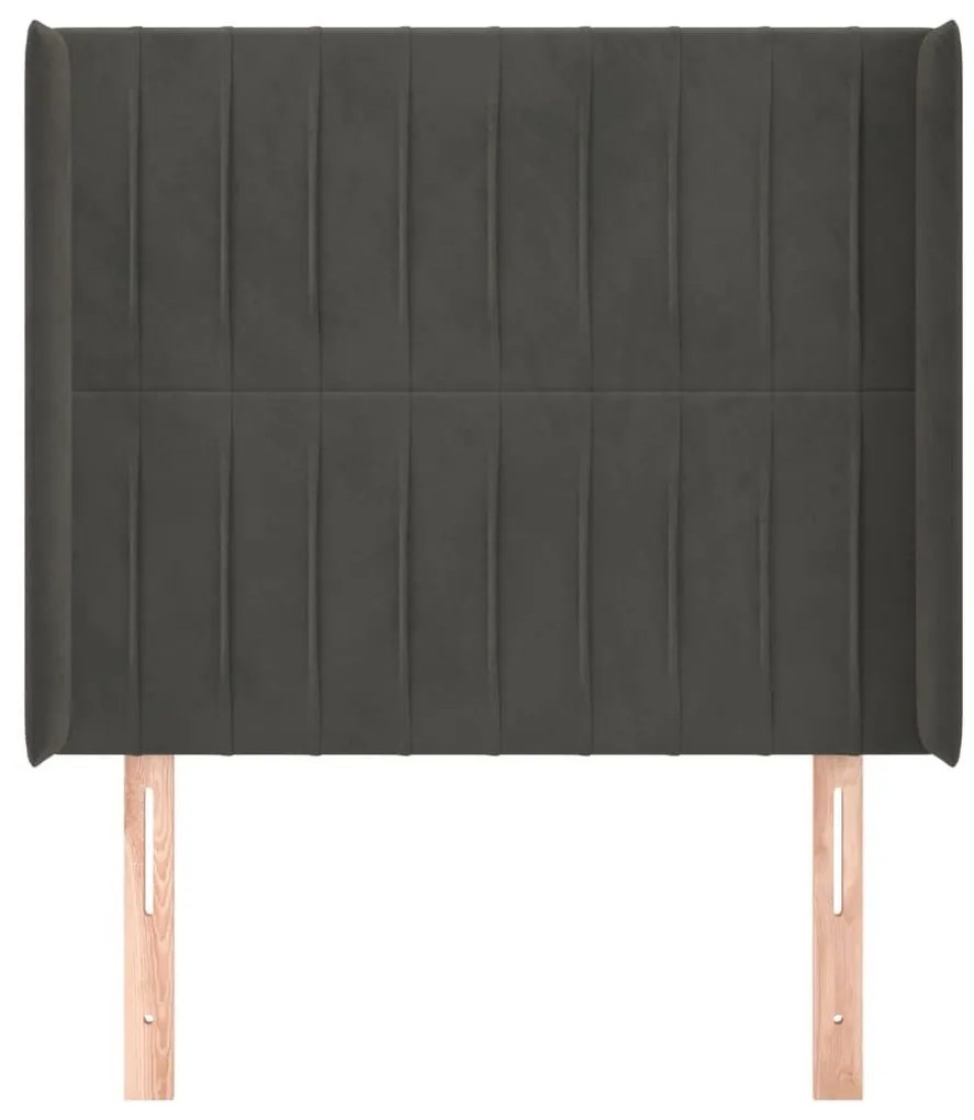 Κεφαλάρι με Πτερύγια Σκούρο Γκρι 83x16x118/128εκ.Βελούδινο - Γκρι