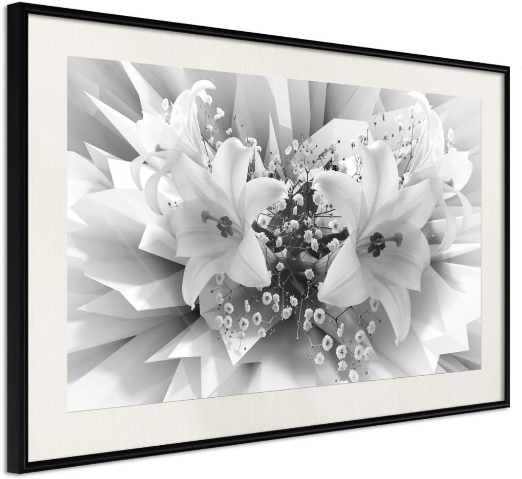 Αφίσα - Crystal Lillies - 60x40 - Μαύρο - Με πασπαρτού