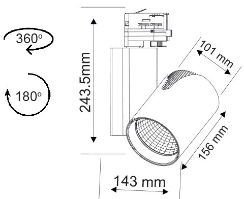 GREY LED TRACK LIGHT 35W 3.000K 4WIRES 24° 2500LM 230V Ra80 - DANTE3530G4 - DANTE3530G4