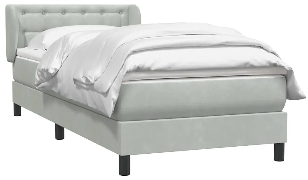 vidaXL Κρεβάτι Boxspring με Στρώμα Ανοιχτό Γκρι 80x210 εκ. Βελούδινο