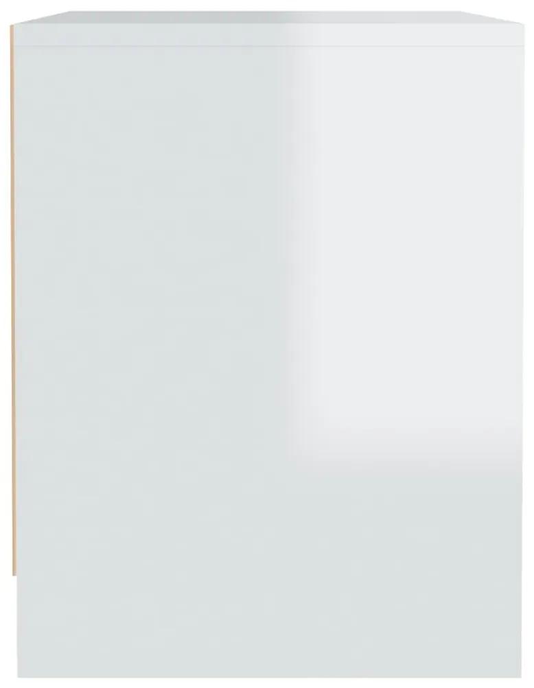 Κομοδίνο Γυαλιστερό Λευκό 45 x 34 x 44,5 εκ. από Μοριοσανίδα - Λευκό