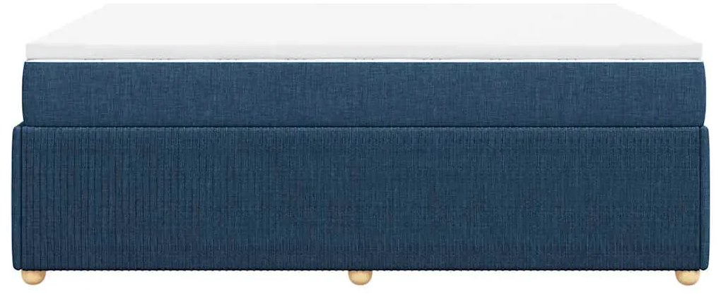 vidaXL Κρεβάτι Boxspring με Στρώμα Μπλε 140x190 εκ. Υφασμάτινο