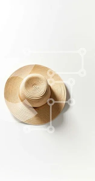 Intra Συλλεκτικό Ξύλινο Παζλ Plywood  4mm - Απλό και κομψό μπεζ ψάθινο καπέλο με φαρδύ γείσο Σε Ξύλινο Κουτί - Διαστάσεις Puzzle: 10x10 cm – 25 κομμάτια