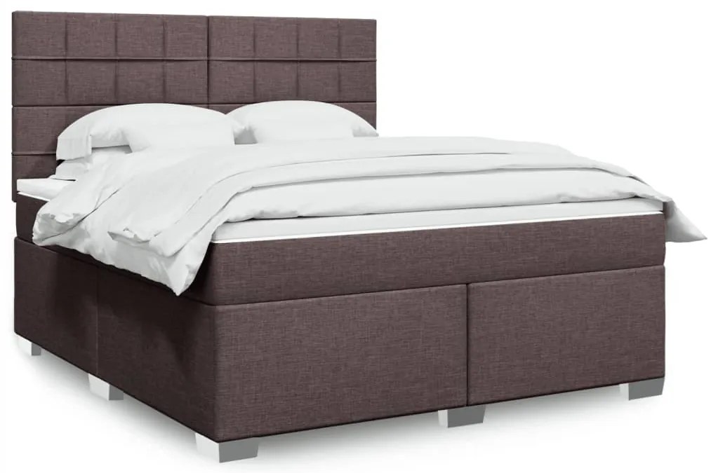 vidaXL Κρεβάτι Boxspring με Στρώμα Σκούρο Καφέ 180x200 εκ Υφασμάτινο