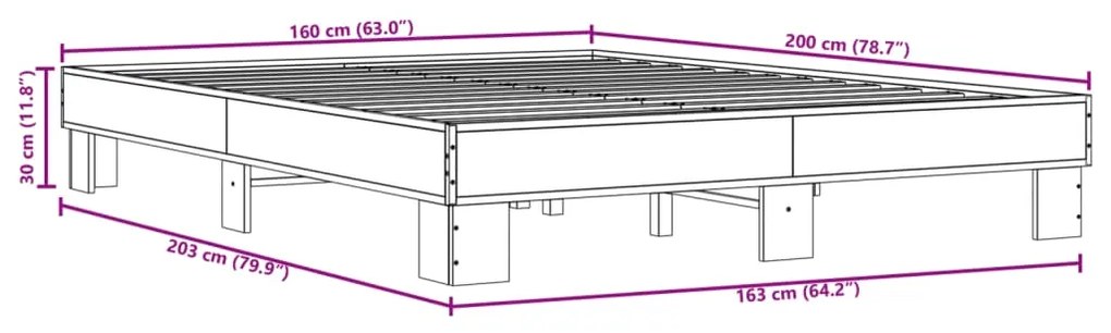 ΠΛΑΙΣΙΟ ΚΡΕΒΑΤΙΟΥ ΚΑΠΝΙΣΤΗ ΔΡΥΣ 160X200ΕΚ. ΕΠΕΞ. ΞΥΛΟ &amp; ΜΕΤΑΛΛΟ 3280229